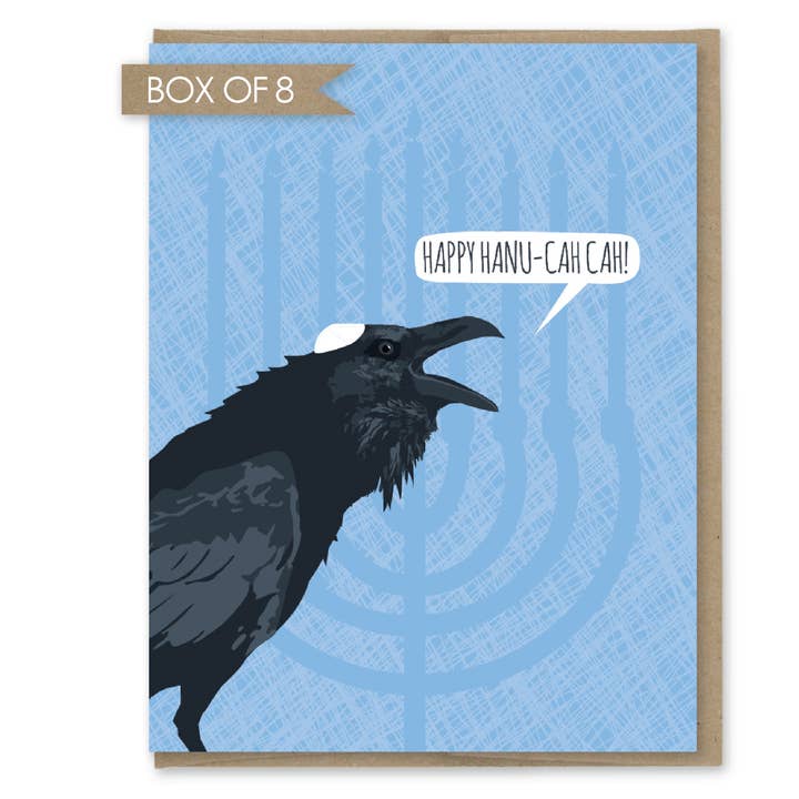 Cartão de Hanukkah com Corvo - Caixa de 8 por atacado de Modern Printed Matter