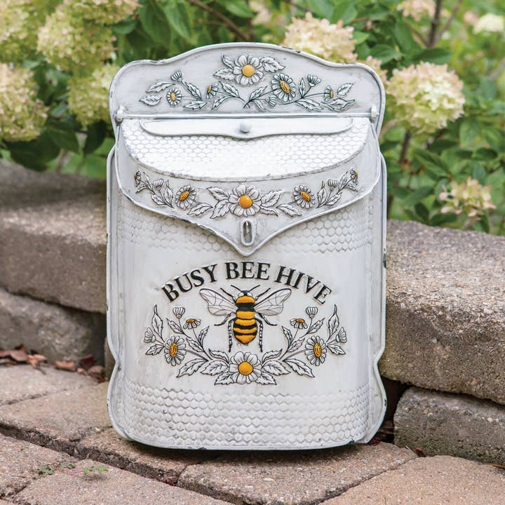 Col House Designs - Wholesale Mailbox - Busy Bee Hive Distressed Metal Post Box