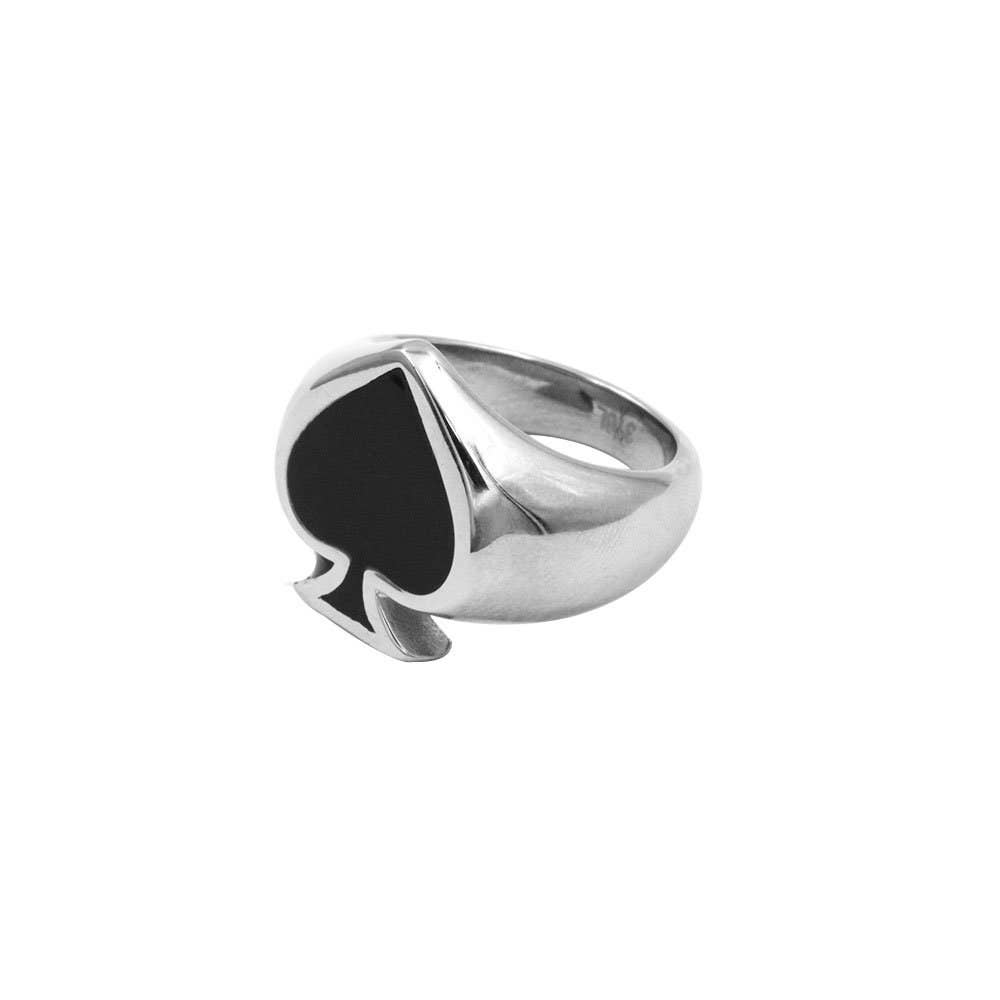 Awaken - Wholesale Signet Ring - Ace of Spades Black Artisan Ring - A-4853