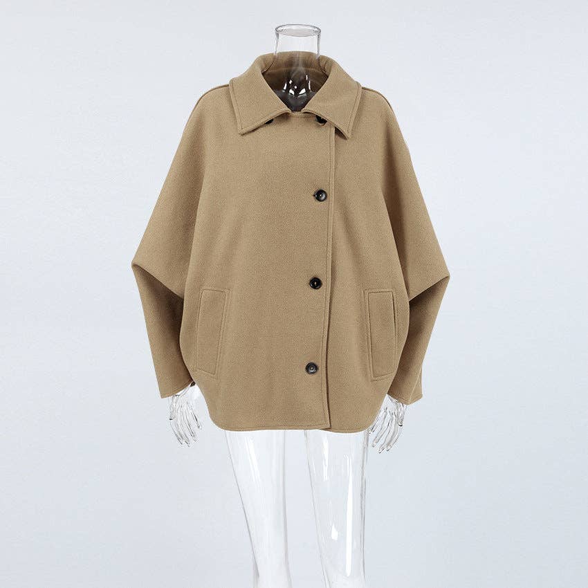 Marayn – wholesale Cardigan – Women’s – Autumn Chic Brown Wool Batwing Cardigan1