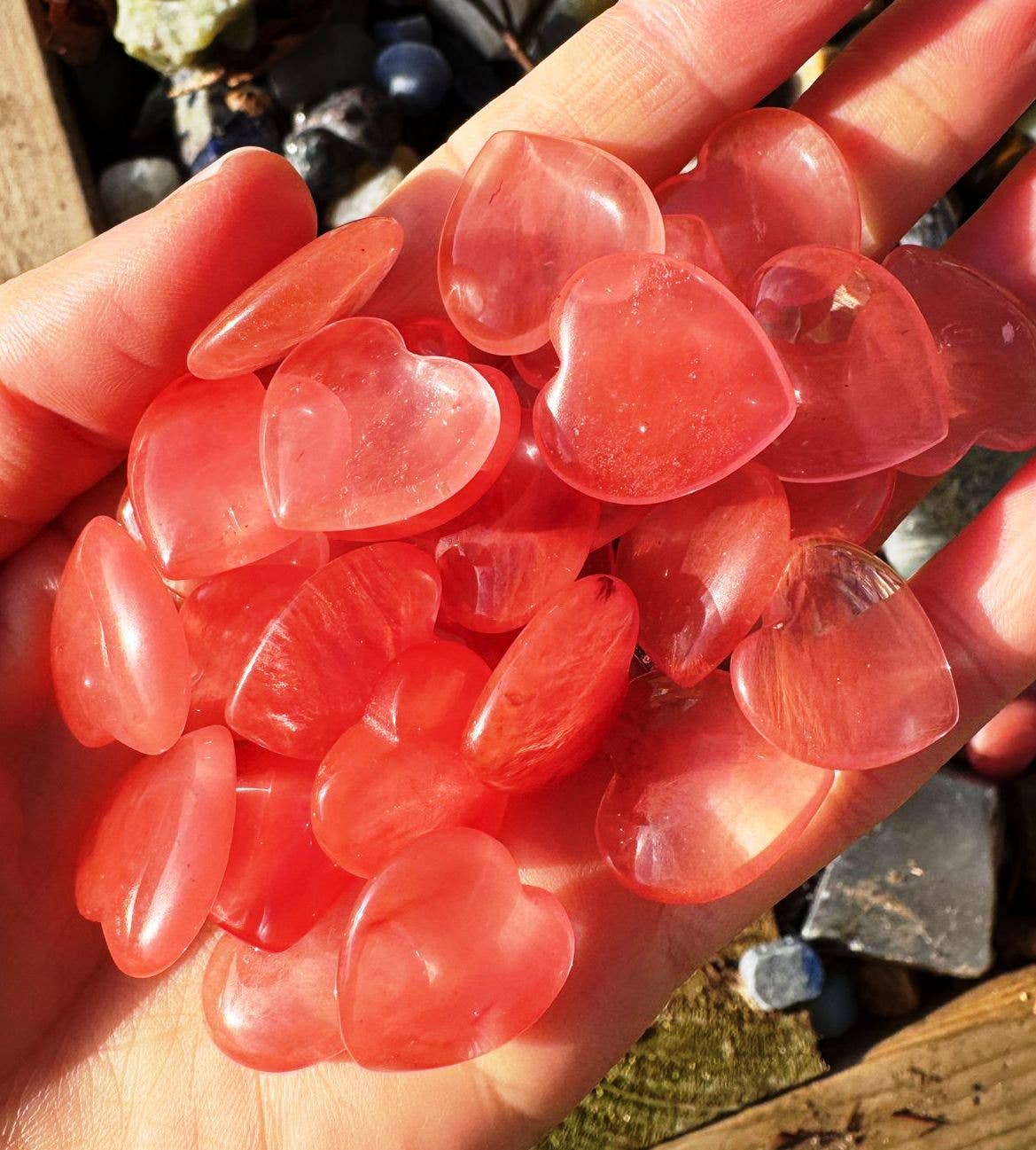 Elf Kendal Hippies - Vente Pierre et cristal de spiritualité - Cœur en quartz cerise 2 cm pierre d'amour de la Saint-Valentin gemmes cœurs 20 mm2