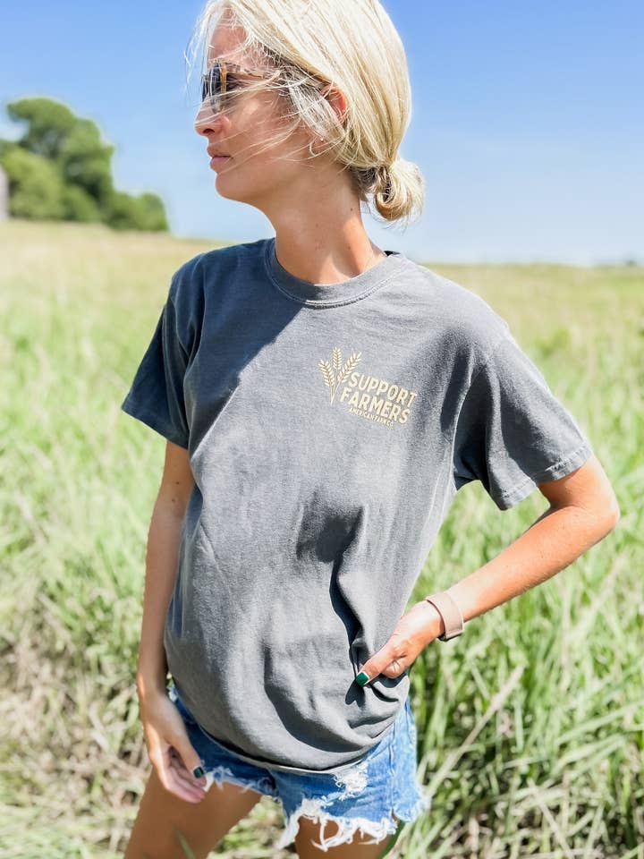 American Farm Company – Engroshandel T-shirt med print - Dame – Western 'Support Farmers' Hvede Unisex Grafisk T-shirt6