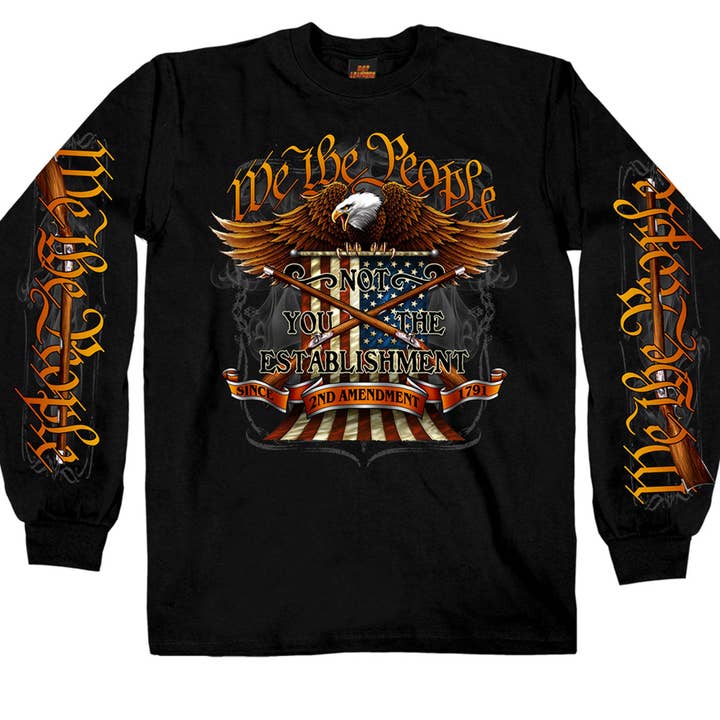 Hot Leathers GMS2358 Men’s ‘We the People’ Long Sleeve Black T-Shirt for wholesale by Hot Leathers