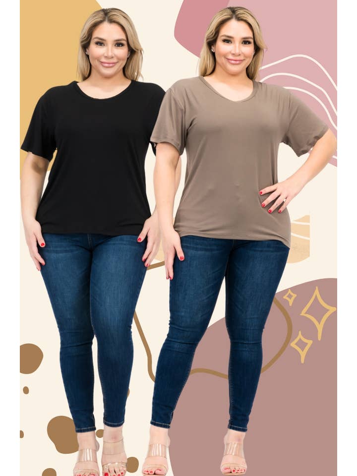 CAPELLA APPAREL - Wholesale T-Shirt - Women's - Plus Size Basic Short Sleeve T-shirt