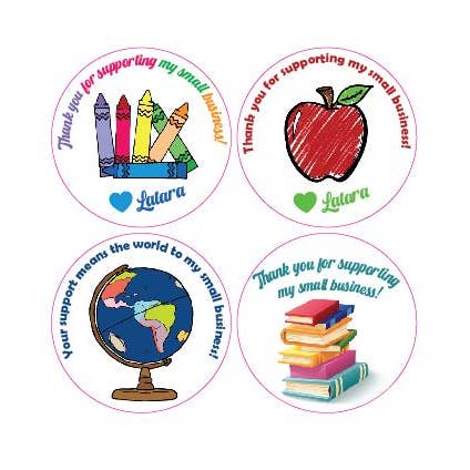 Stickers "Thank you/small business" August Customized (60) for wholesale by KL Design Works