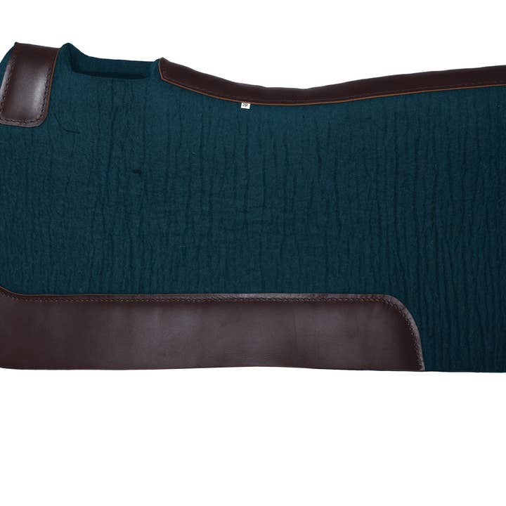 Western Saddle Pad – Teal with Brown Leather Reinforcement for wholesale by Pro Classic Global