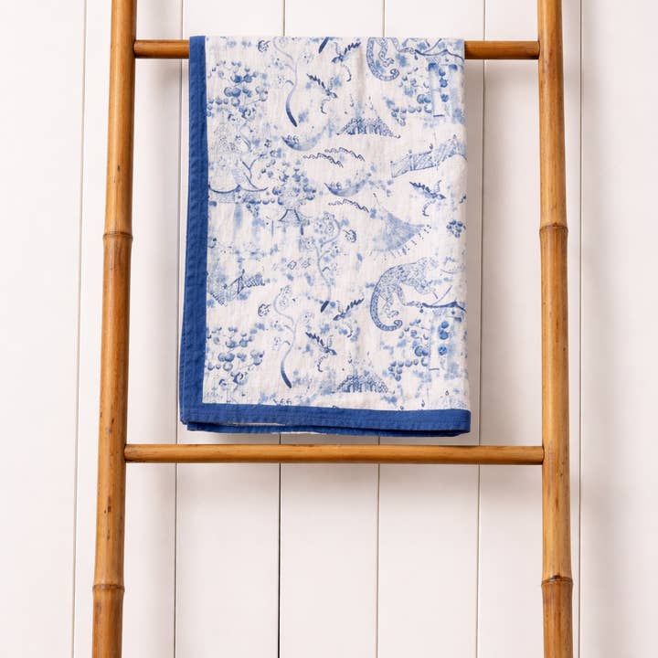 Torchon - Pur Lin - Jardin Chinoiserie - Textile de Cuisine Éclatant pour la vente par Tam Tam Paper & Cloth