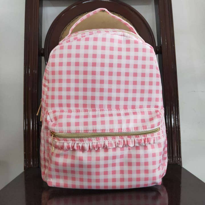 Aier Wholesale - Wholesale Backpack – Child - Baby Girls Children Pink Checkered Back Bags1
