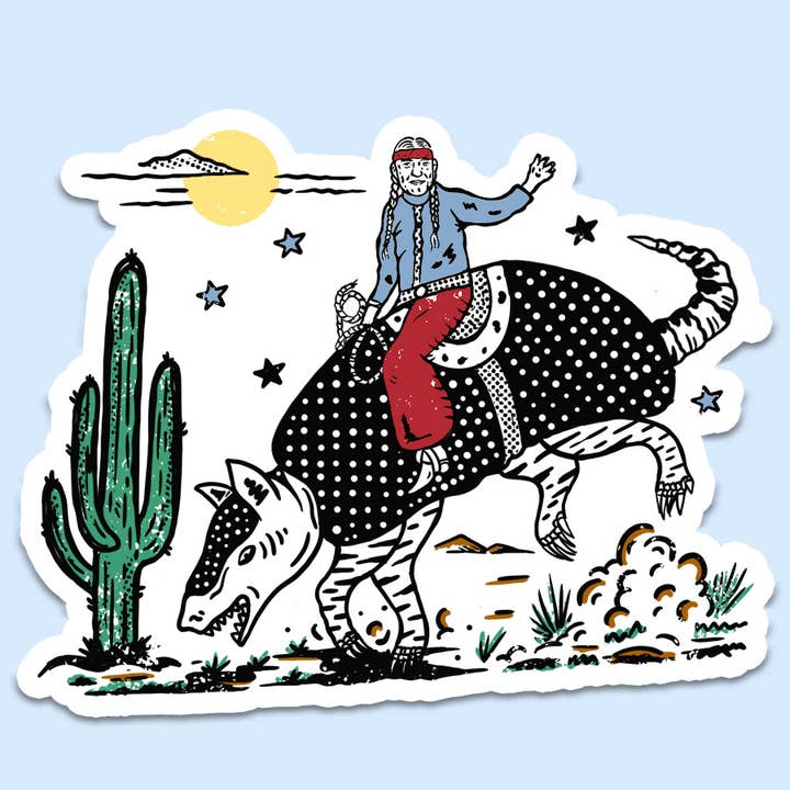 Armadillo Cowboy Sticker Decal, Funny Sticker, Western for wholesale by Mugsby