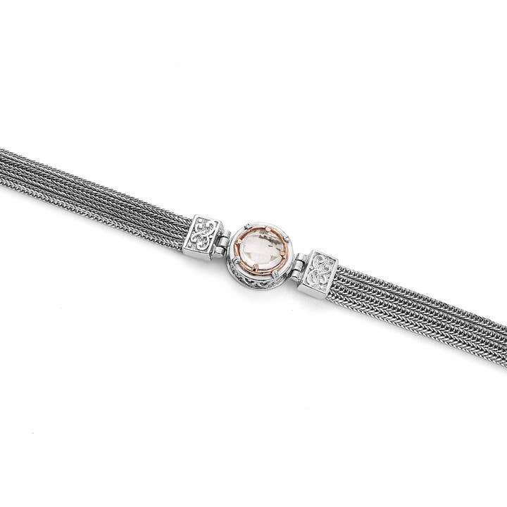 4-Strand Bracelet with Round Rock Crystal with Rose Gold Vermeil for wholesale by Anatoli Jewelry