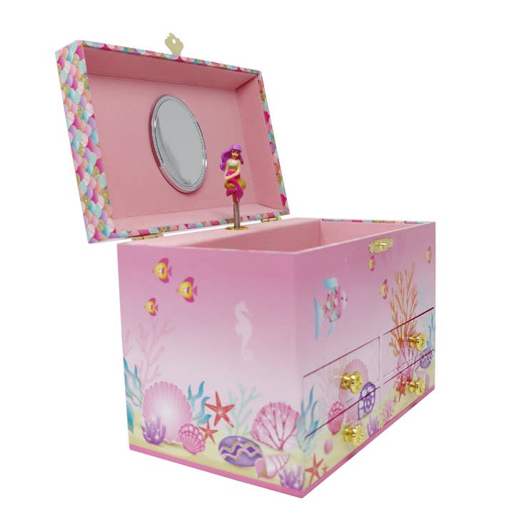 Pink Poppy USA - Wholesale Jewelry Box/Organizer - Kids - Enchanted Medium Mermaid Musical Jewellery Box | Pack of 16
