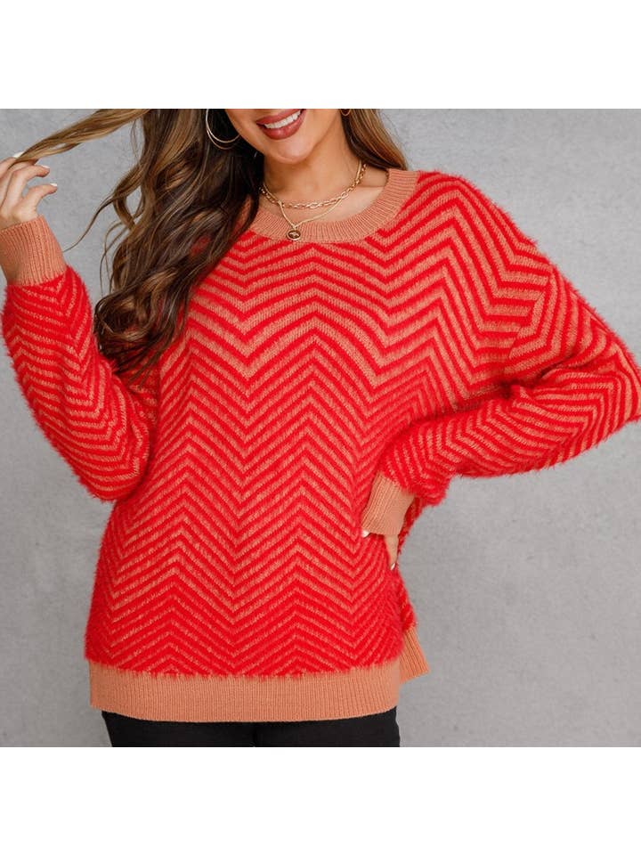 HIDDENBRAND - Wholesale Knit Sweater - Women's - Crewneck Plush Long-Sleeved Knit Sweater4