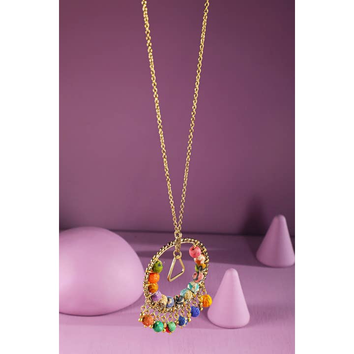 MULTI (MUL) Collana a catena fatta a mano con pendente a cerchio in vendita all'ingrosso su Faire1