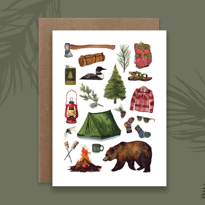 Tarjeta Navideña Campy | Campamento de Navidad para venta al por mayor de Broken Paddle Studio