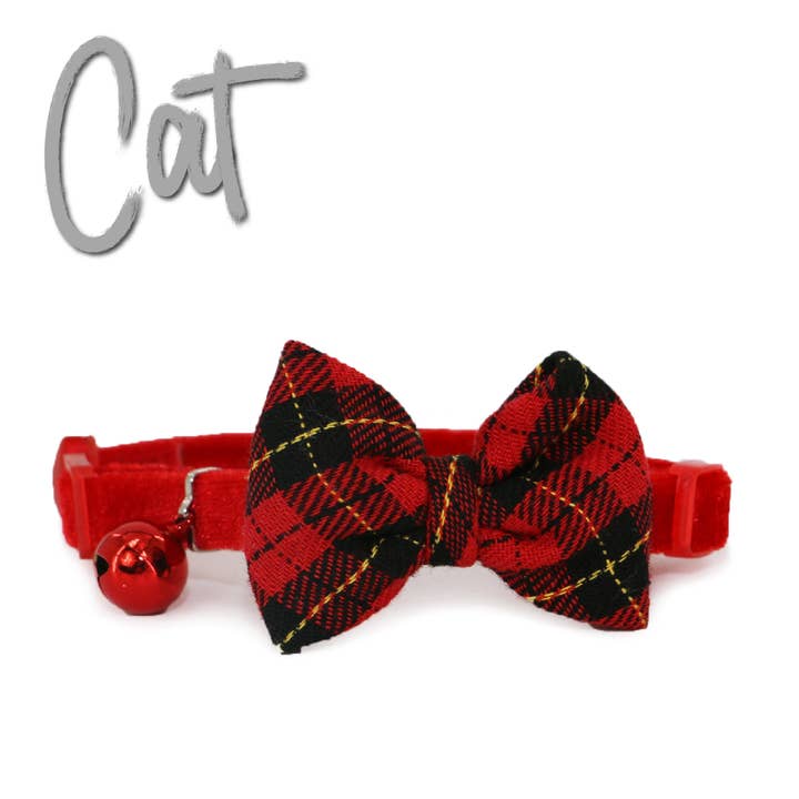 Ancol Pet Products Ltd - Wholesale Pet Collar - Cat - Vintage Bow Cat Collar -Red Tartan