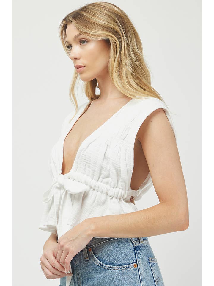 Needii - Wholesale Blouse - Women's - 331NT SLEEVELESS TOP WITH WAIST TIE