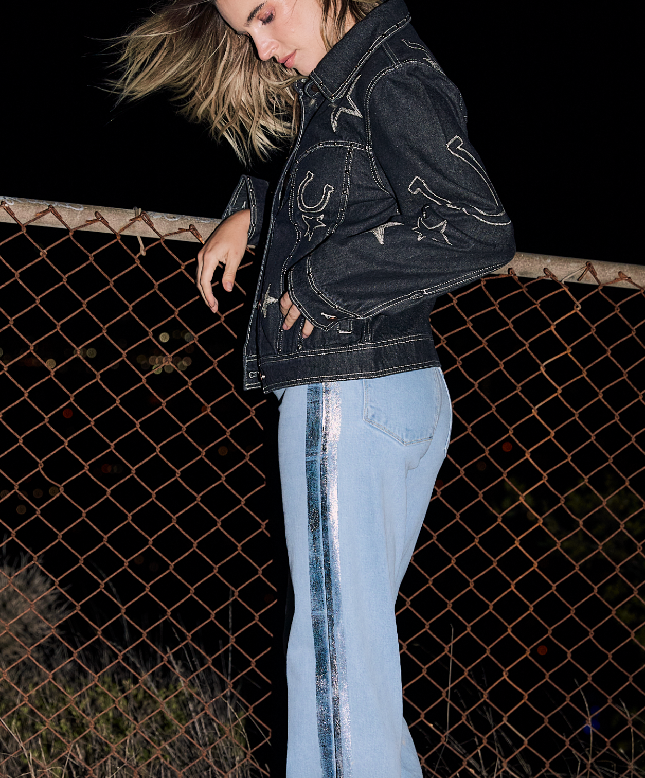 Porter Blue Apparel - Wholesale Jeans - Women's - LUXE REBEL WIDE LEG IN NOA WITH SILVER FOIL4