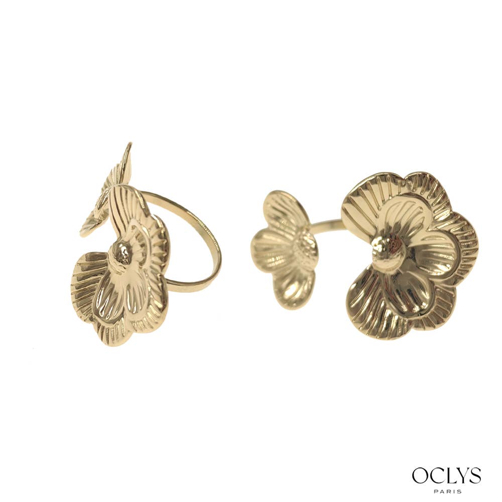 Oclys - Vente Bague de cocktail/de cérémonie - Bagues fleur ouverte acier inoxydable Dona0