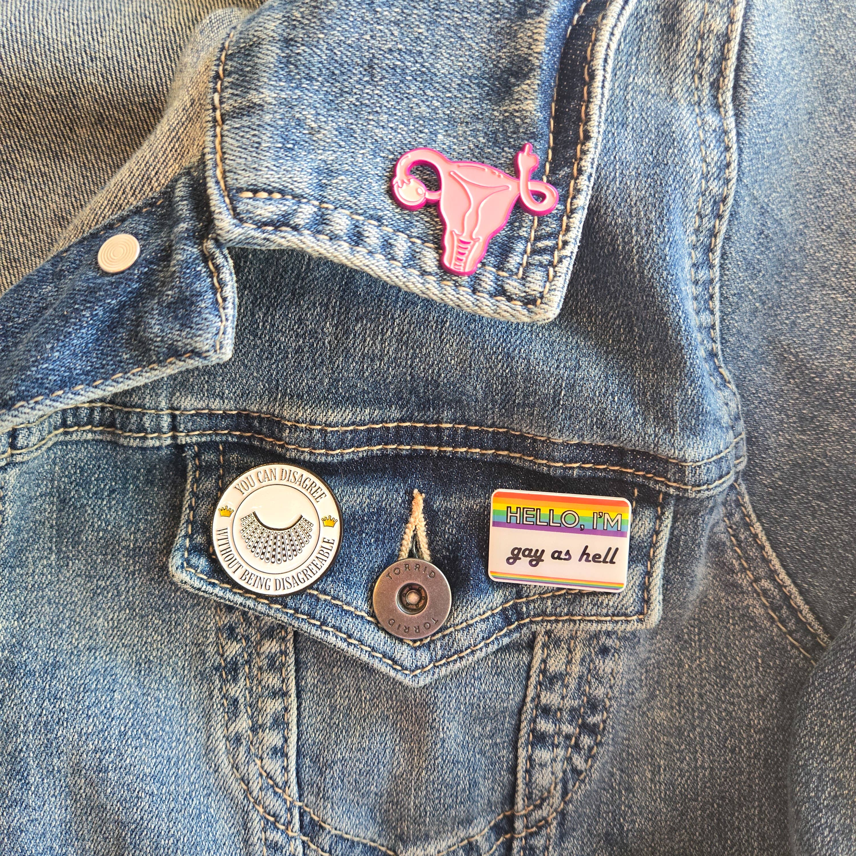 SHEWOLF Designs - Wholesale Lapel Pin/Button - Pin: Feminist Uterus Lapel Pro-Abortion, Reproductive Rights2