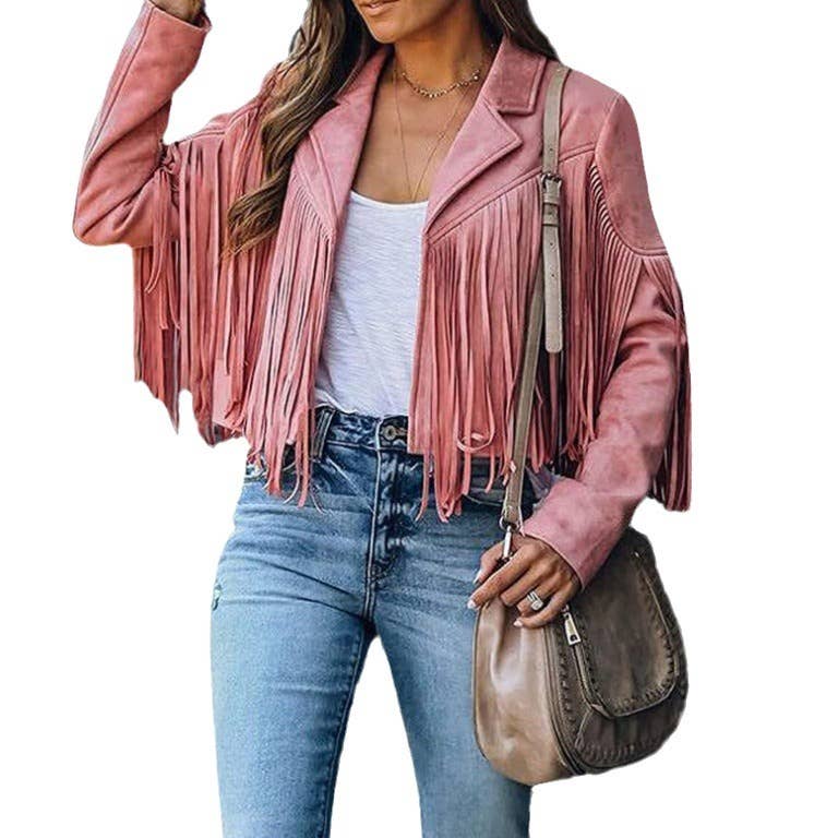 Tourtiwi – Großhandel Jacke – Damen – Damen Kurzjacke aus Kunstwildleder mit Fransen6