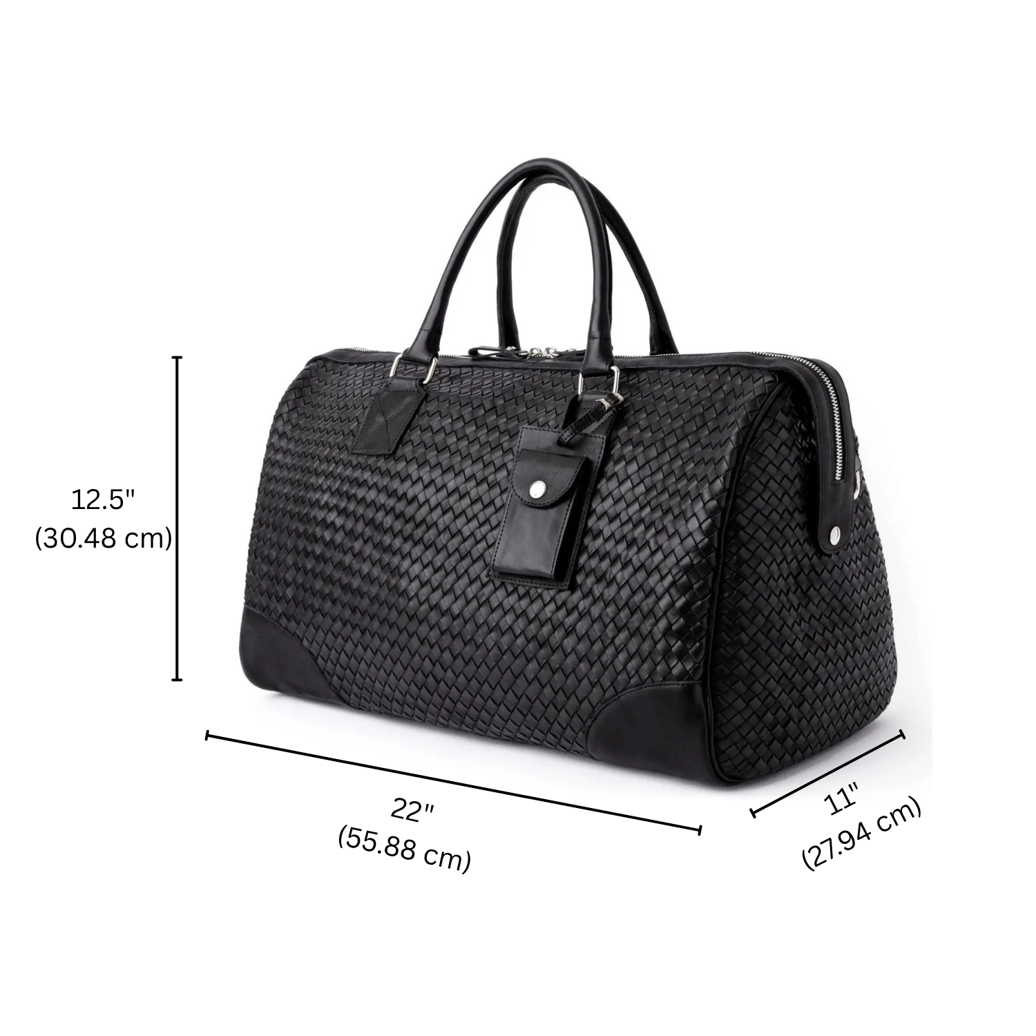 Hides - Wholesale Weekender Bag - Women's - Woven Leather Duffle - Black with Detachable Shoulder Strap16