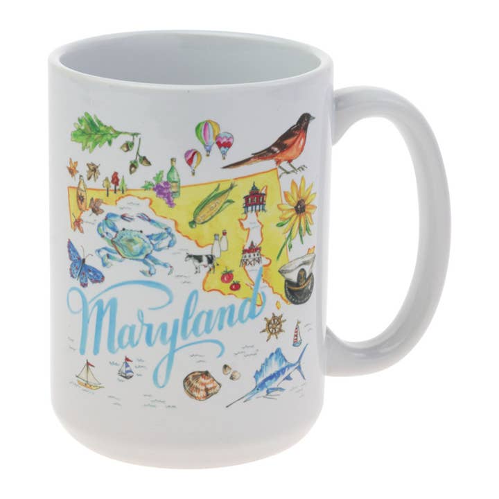 Tazza in ceramica da 15 oz. Collezione Stato del Maryland MD Rosanne Beck per la vendita all'ingrosso da parte di Boston International