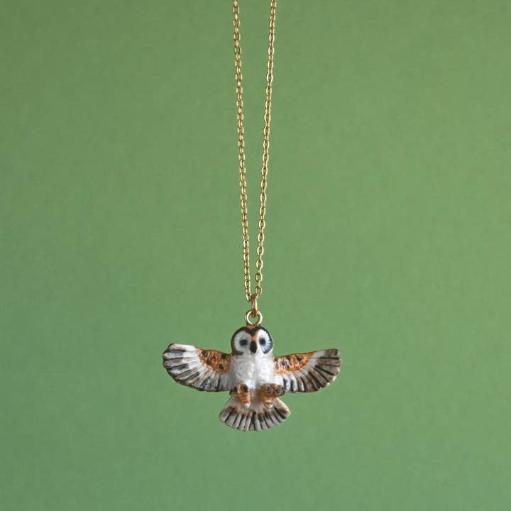 Camp Hollow Porcelain Animal Treasures - Wholesale Pendant/Charm Necklace - Barn Owl Necklace