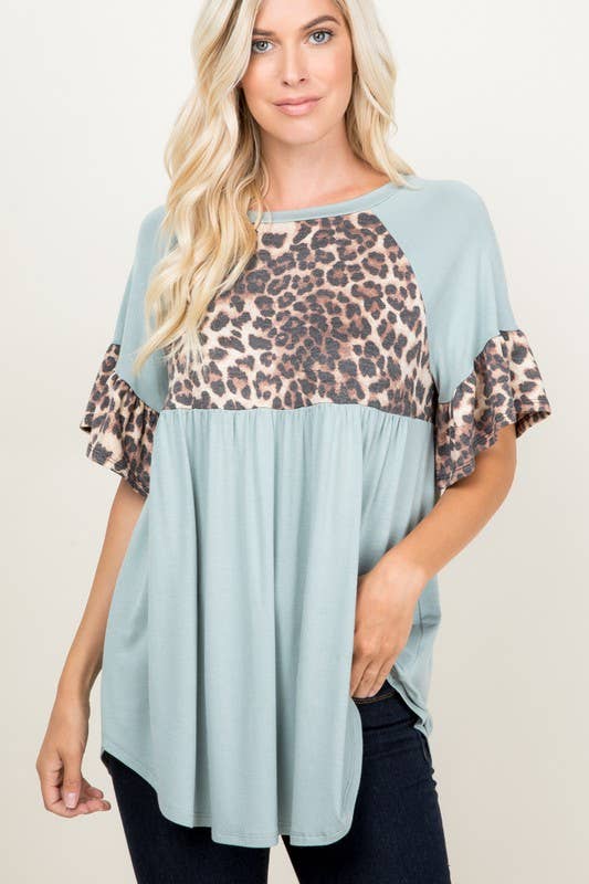 Emerald Collection – Engroshandel Tunika - Dame – ETK-5126 Babydoll Dyreprint Kontrast Tunika0