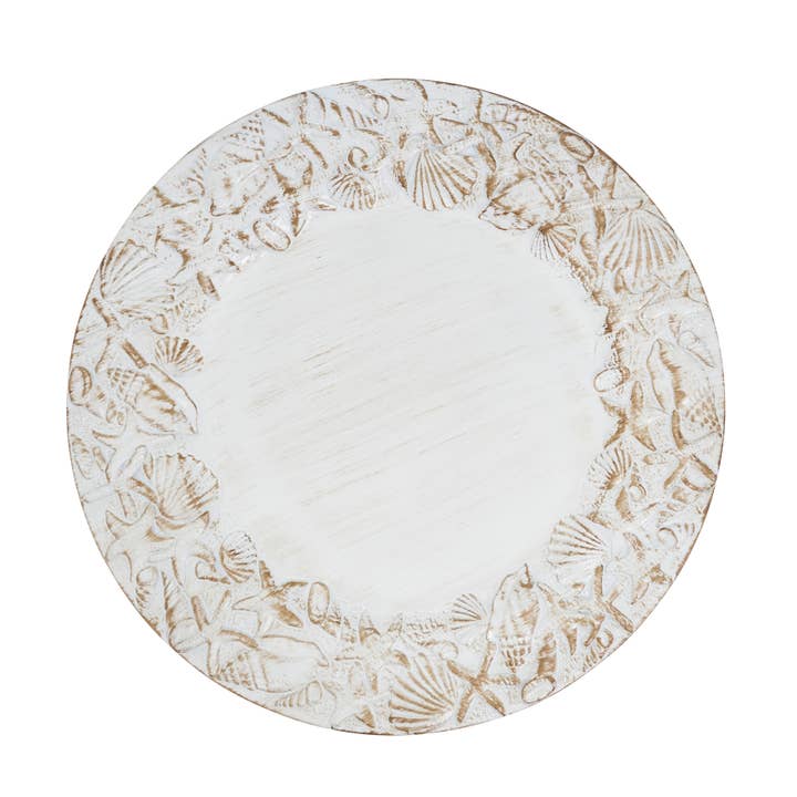 Sea Shell Embellished Charger Plate for wholesale by Saro Lifestyle