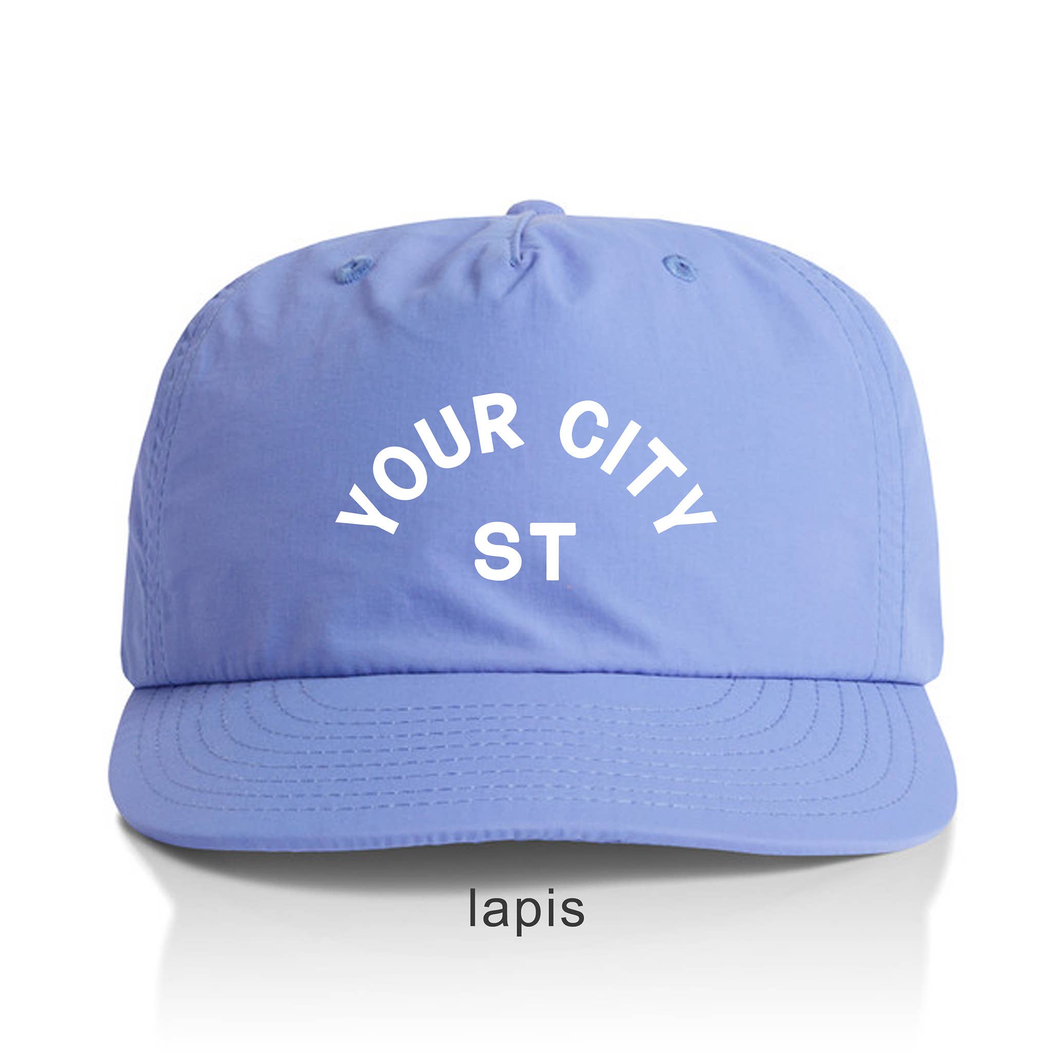 Endless August Supply Co. – wholesale Keps med platt skärm – Unisex – Anpassad Arch City Nylonkeps | Namn Drop Keps | Stadkeps29