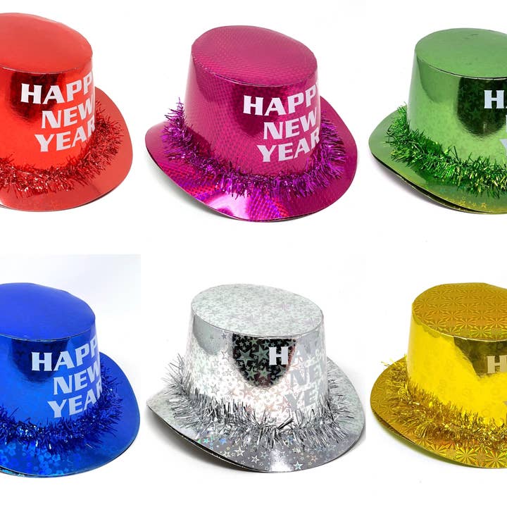 Cappello di carta Happy New Year Colori assortiti per la vendita all'ingrosso da parte di Fantasia Inc.