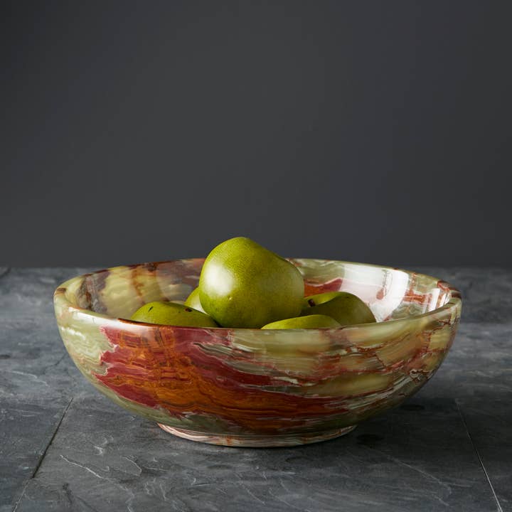 Marble Crafter - Wholesale Decorative Plate/Dish/Bowl - 12" Laurus Collection Whirl Green Onyx Decorative Bowl1