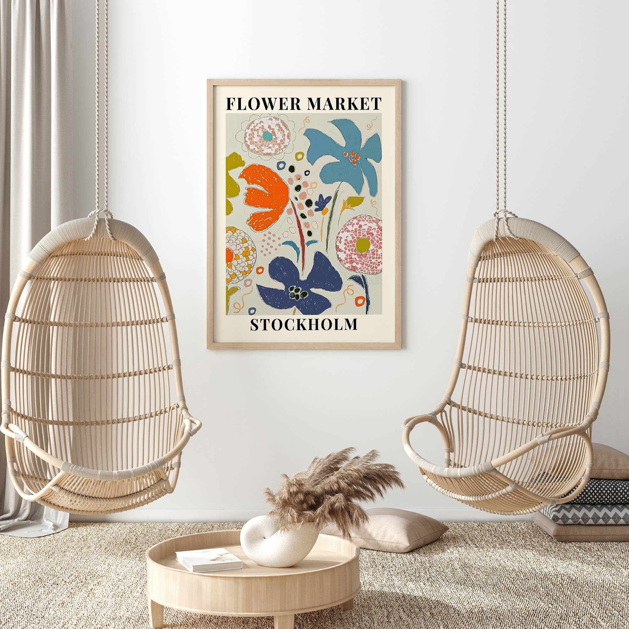 Sugar & Canvas - Venta al por mayor Ilustración - Impresión de arte botánico floral del mercado de flores de Estocolmo FM247