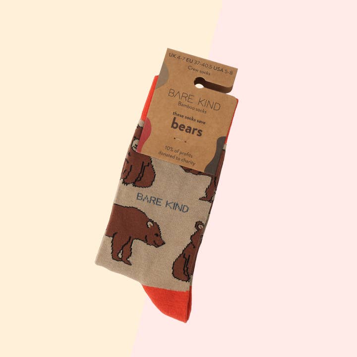 Bare Kind Socks - Vendita all'ingrosso Calzini - Unisex - Calzini Himalayan Bear | Calzini in bambù | Calzini marroni1