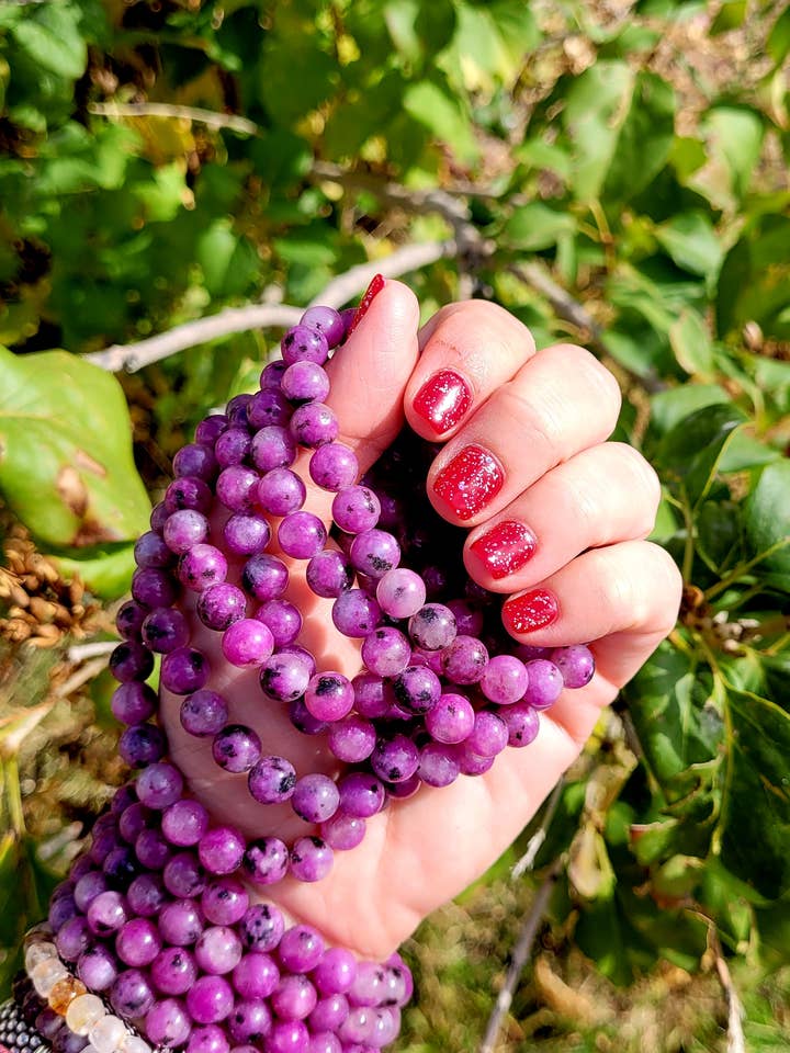 Pulsera de jaspe kiwi morado para venta al por mayor de ZARDENIA