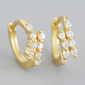 Créoles minuscules à double rangée en argent sterling 3 couleurs pour la vente par happyzzzsu