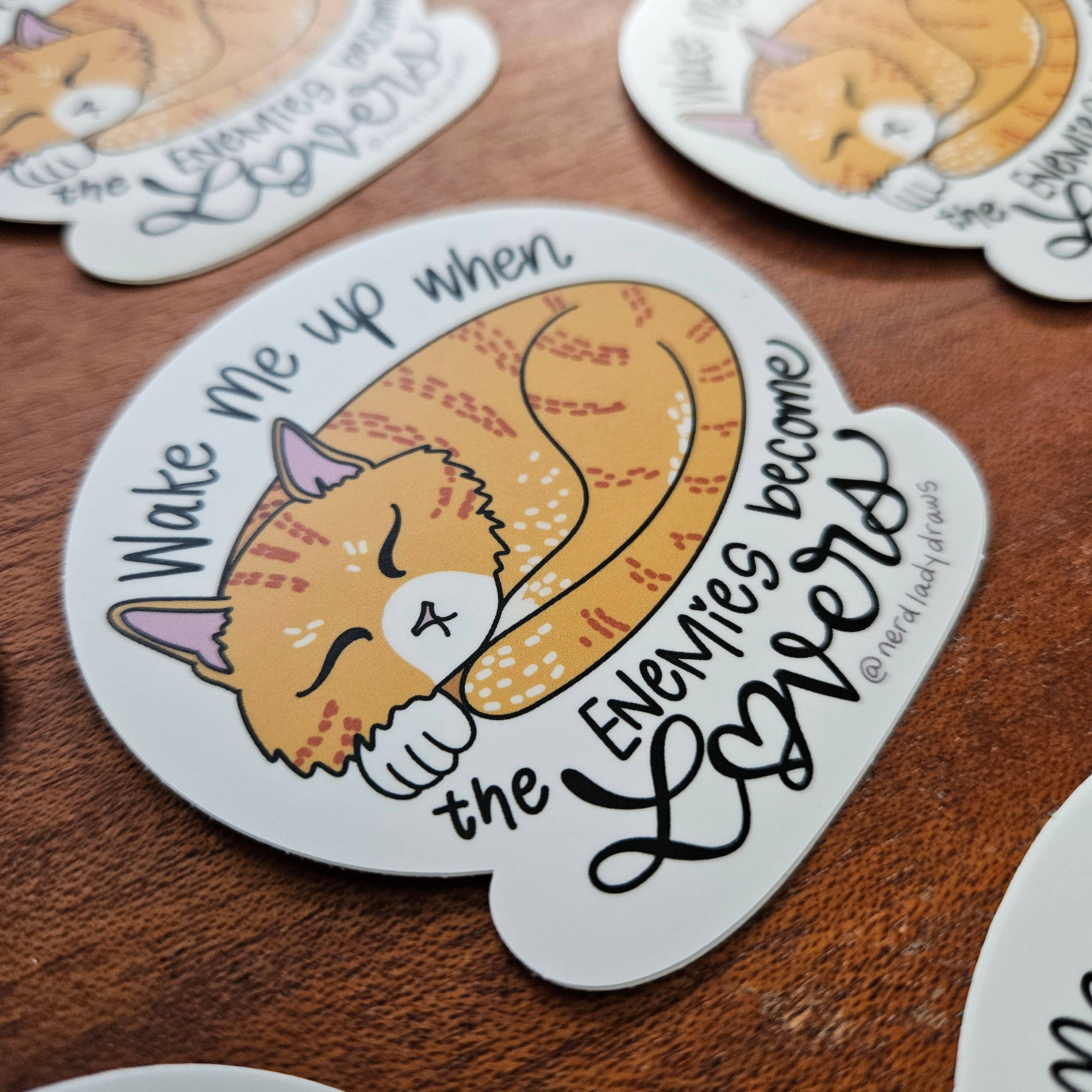 Nerd Lady Designs - Wholesale Sticker - Enemies to Lovers Sleeping Kitty Sticker7