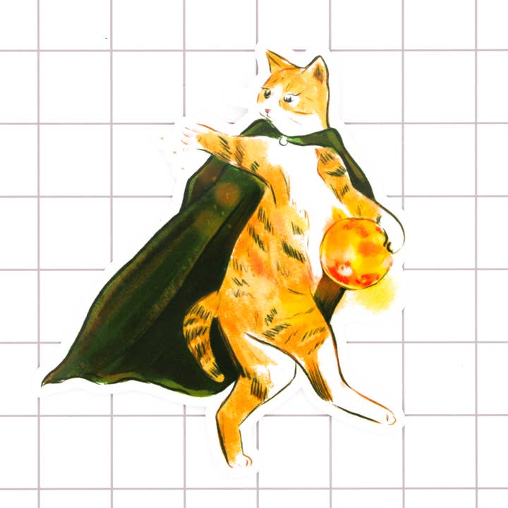 Willow Witch Cat Vinyl Sticker for wholesale by Amy Hartelust Art and Illustration