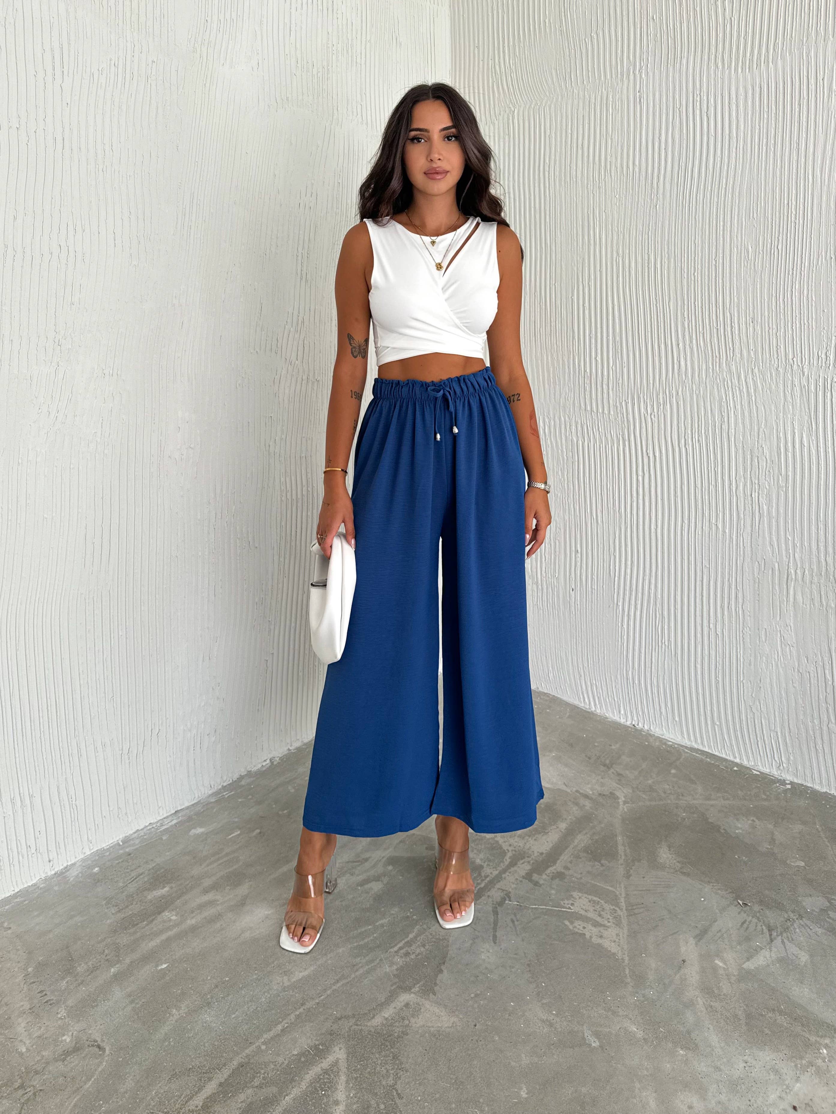 VAV NEW YORK - Wholesale Pants - Women's - Women's Solid Color Palazzo Pants Wide Leg Elastic1