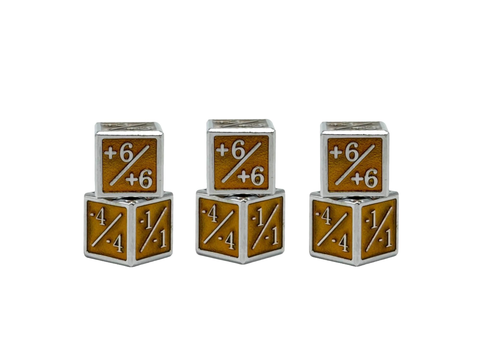 Norse Foundry - Wholesale Dice - 1/+1 & -1/-1 D6 Yellow Pack of 6 CCG Metal Dice0