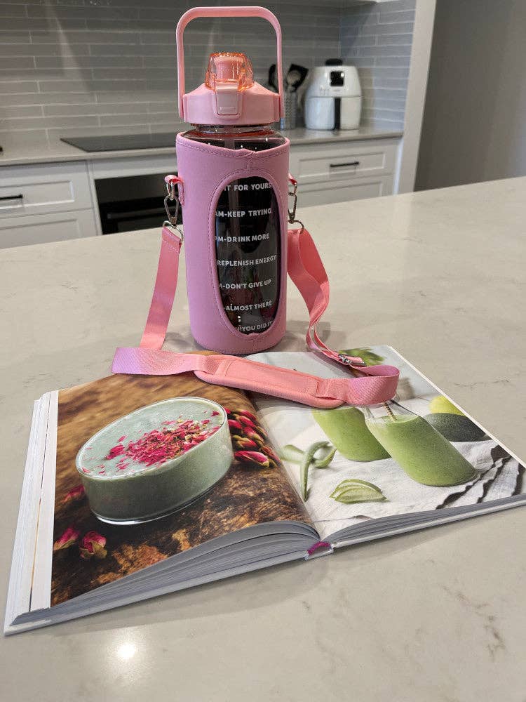 Nakoa The Label - Wholesale Water bottle - Motivational Drink Bottle + Crossbody Bag - 2 Litre - Pink2