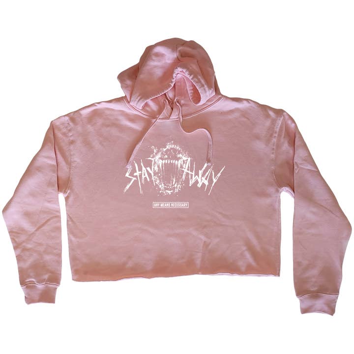 Stay Away Crop Top Hoodie Pink for wholesale by Any Means Necessary