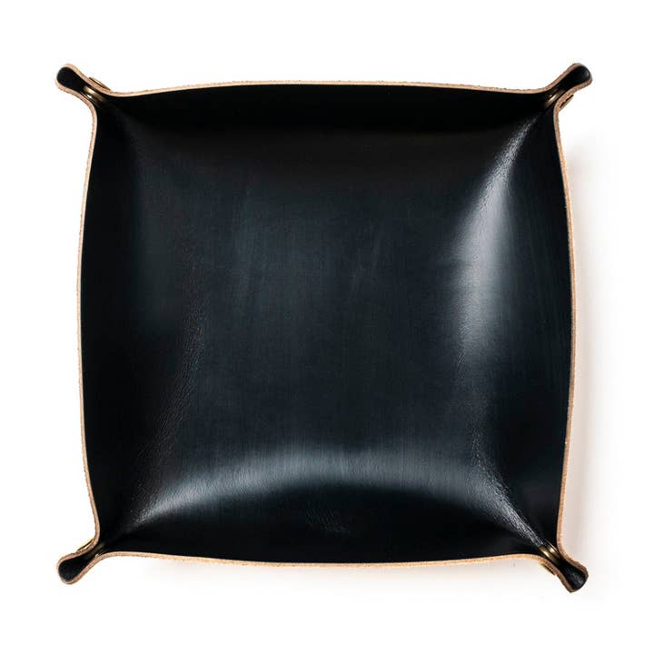 Plateau de valet en cuir - noir pour la vente par Popov Leather