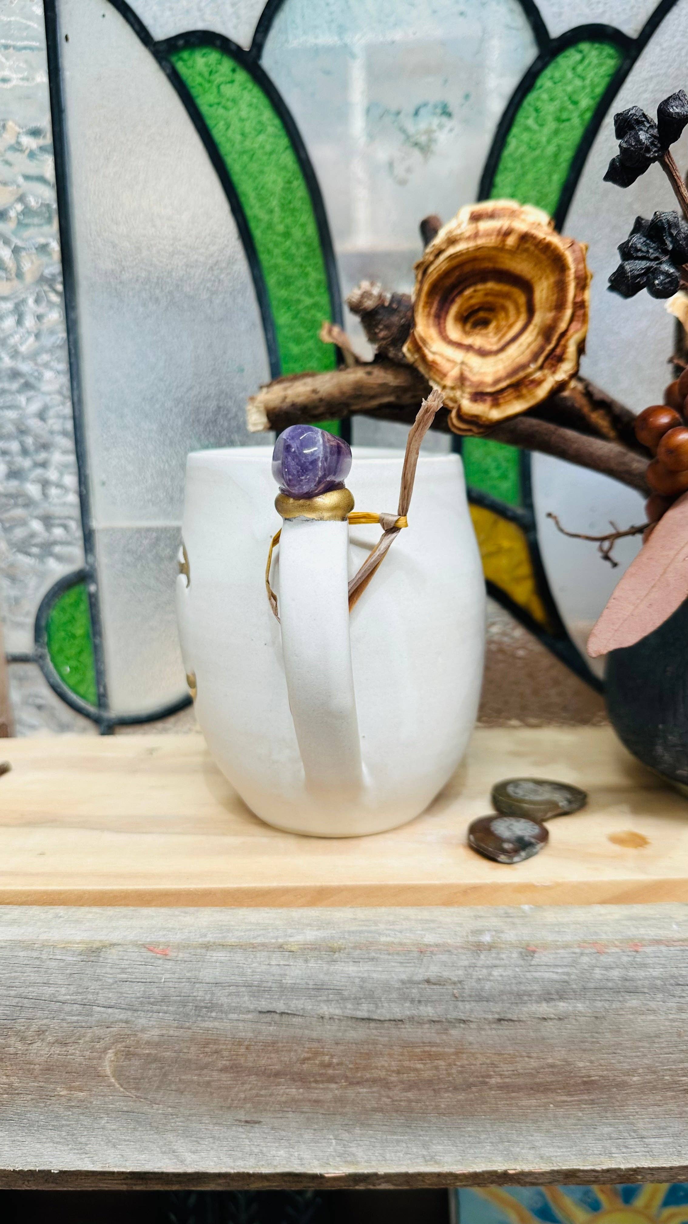 Carys Martin Ceramics - Wholesale Coffee Mug - Amethyst Sun and Moon Crystal Mug3