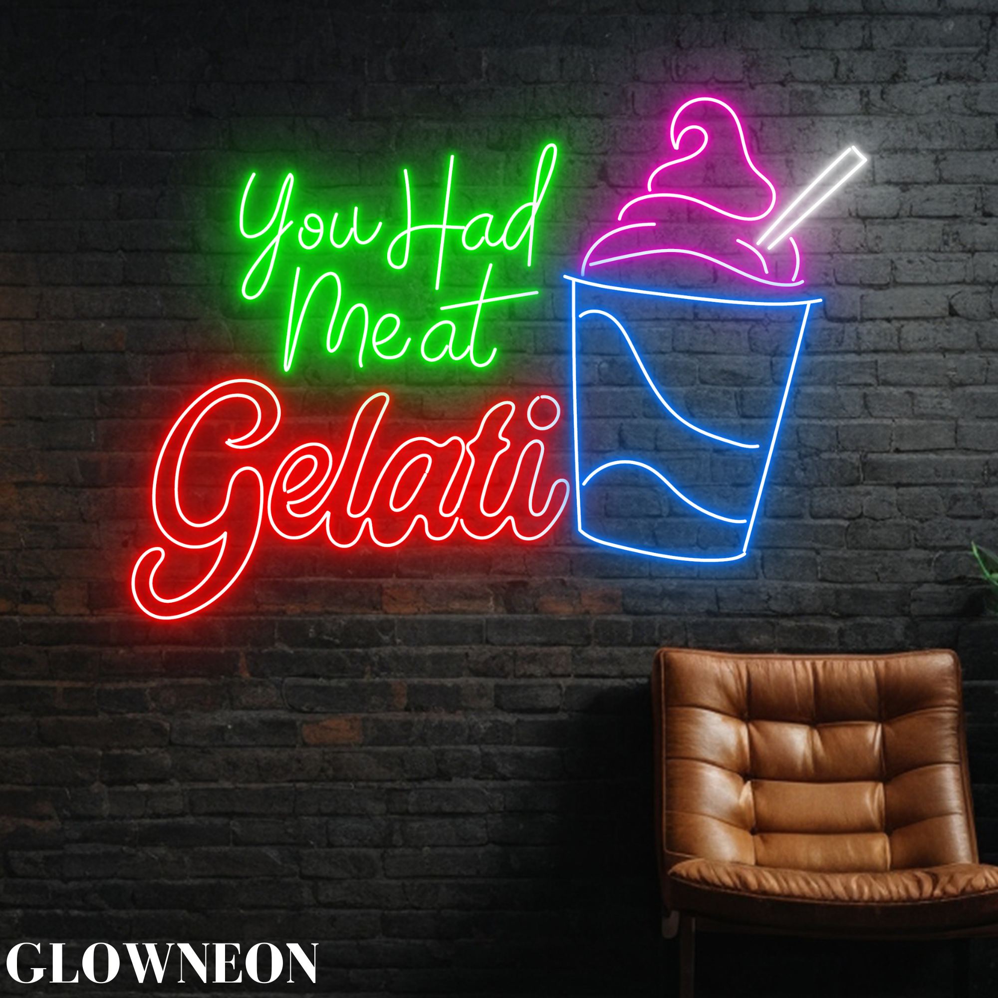 Glow Neon - Wholesale Neon Sign - You Had Me At Gelati Neon Sign, Gelato Ice Cream Shop Decor0
