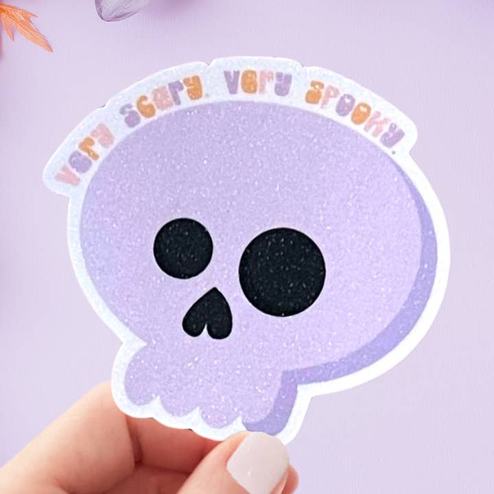 Very Scary. Very Spooky. Halloween Water Bottle Sticker for wholesale by All The Kewt Stickers