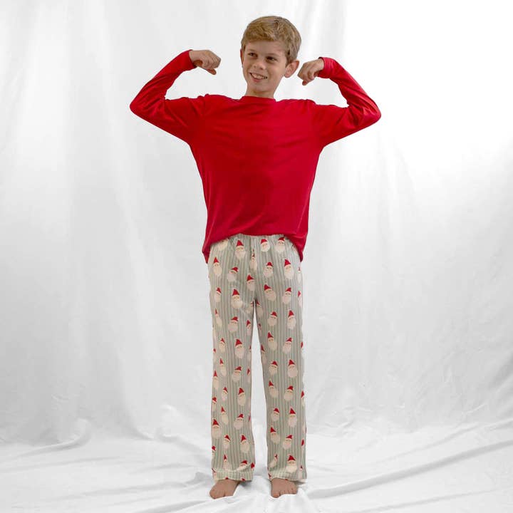 Youth Jolly Santa Sleep Pants Misty Blue/True Red -Asst. for wholesale by The Royal Standard