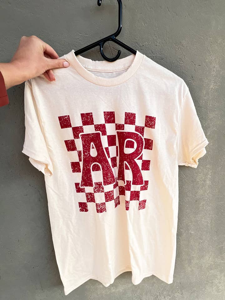 Checkered AR Short Sleeve for wholesale by Southern Trend Clothing - Arkansas Razorbacks