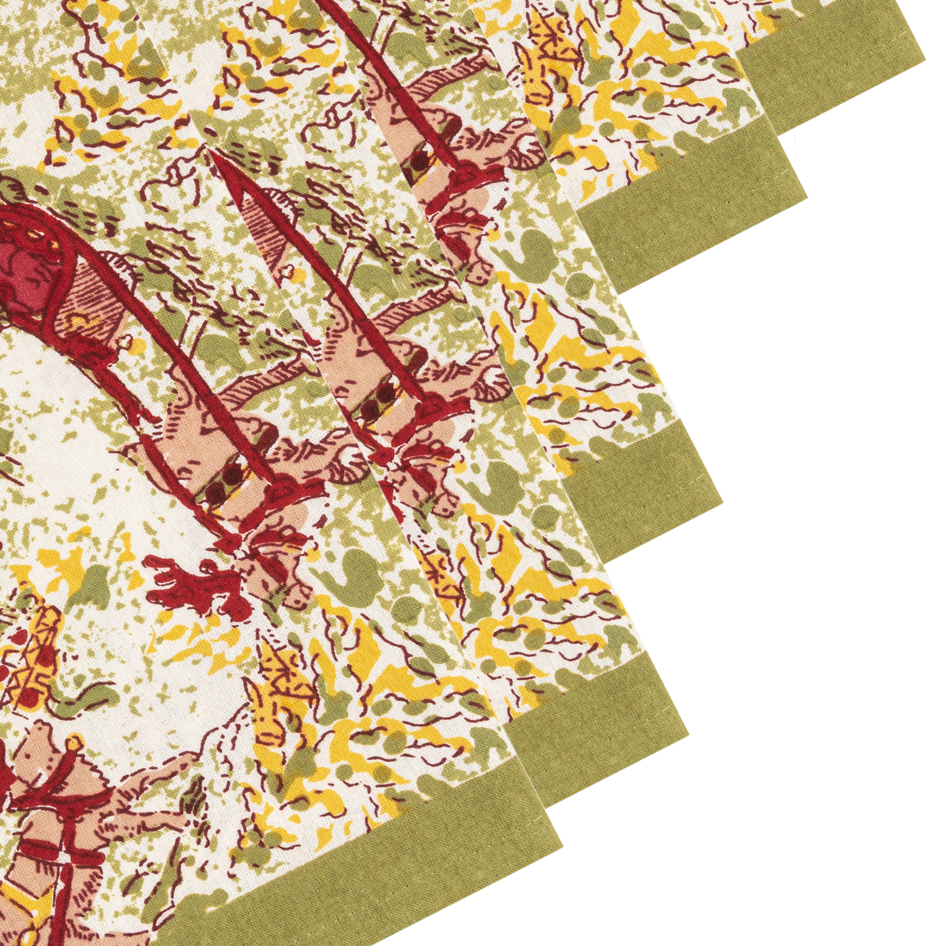 Couleur Nature - Wholesale Dinner & Cloth Napkin - Renne Reindeer Red & Green Napkins - Set of 62