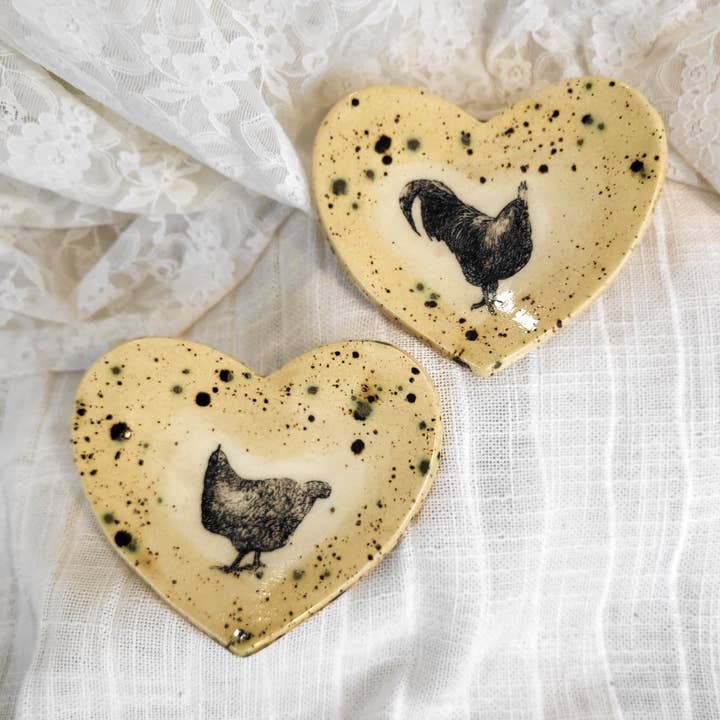 Heart Shaped Chicken Trinket Dishes for wholesale by Engage Art Studio